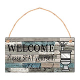 Max Printed Wood Hanging Board Plaque Welcome Sign Please Seat Yourself + Rope