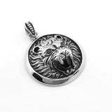 Maxbell Punk Goth Casting Round 3D Lion Black Diamond Pendant Necklace Halloween
