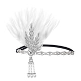 Maxbell Fascinator Headband Hair Chain Wedding Headdress Photo Props Costume Ball Argent White