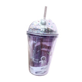 Maxbell Creative Water Cup Tumbler Smoothie Cup Cold Drink Cup with Lid and Straw Purple 17.6cmx10.2cm