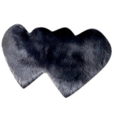Max Heart Shaped Area Rug, Artificial Wool Shaggy Floor Mat Carpet Deep Grey