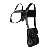 Max Goth Rock Steampunk Punk Rivet Waist Bag Motorcycle Messenger Pack Black