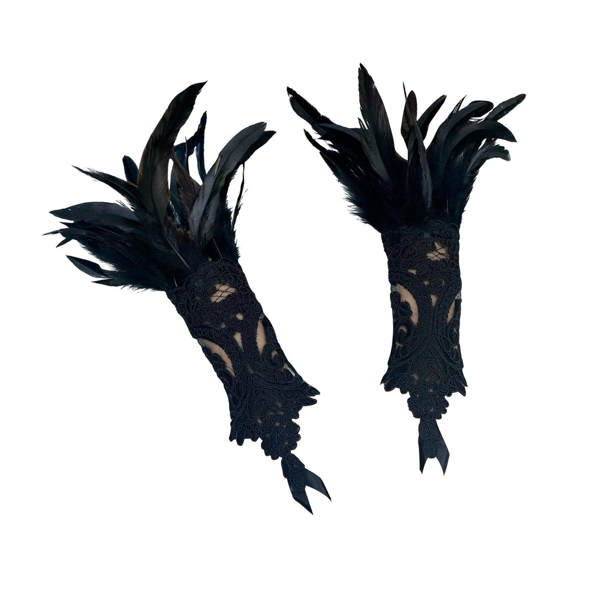 Maxbell Punk Gothic Gloves Women Costume Feather Wrist Cuff for Showgirl Stage Show