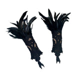 Maxbell Punk Gothic Gloves Women Costume Feather Wrist Cuff for Showgirl Stage Show