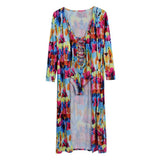 Maxbell Sexy Tie Dyed One Piece Lace Up Swimsuit Cover Up Set Maxi Beach Dress S #1