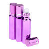 Maxbell 3x Empty Refillable Container Essential Oil Roller Bottles Vials 10ml Purple