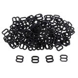Max 100Pcs 6mm Nylon Adjustment 8 Hook Bra Slider Buckle Bikini Fasteners Black