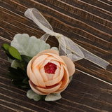 Max Silk Camellia Wrist Corsage Bridal Bracelet Wedding Hand Flower Champagne