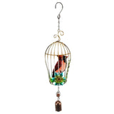 Max Birdcage Iron Craft Bird Wall Hanging Wind Chime Statue Garden Decor Red
