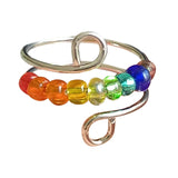 Maxbell Rotatable Ring with Rainbow Bead Jewelry Simple for Girlfriend Wedding Party Silver