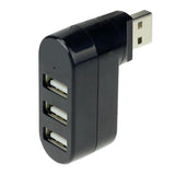 Maxbell Creative 3-Port USB 2.0 180 Degree Rotatable Hub Splitter Adapter-Black