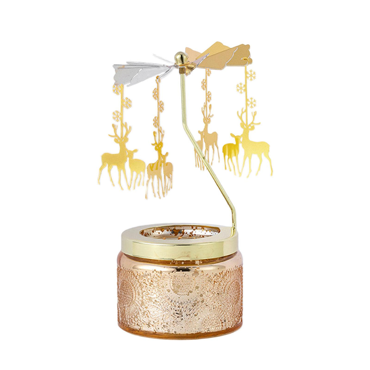 Maxbell Elegant Rotating Candlestick Tealight Holder for Fireplace Home Decoration Elk Aureate