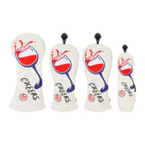 Maxbell 4Pcs PU Golf Club Head Covers Wood Headcover with Interchangeable Tag Guard Cup White