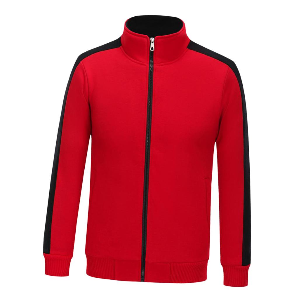Max Womens Mens Classic Fit Full Zip Fleece Jacket Coat with Pockets Red L