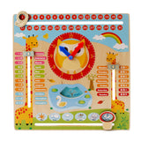 Max Educational Wooden Calendar Toy Clock Date Weather Chart Kids Children