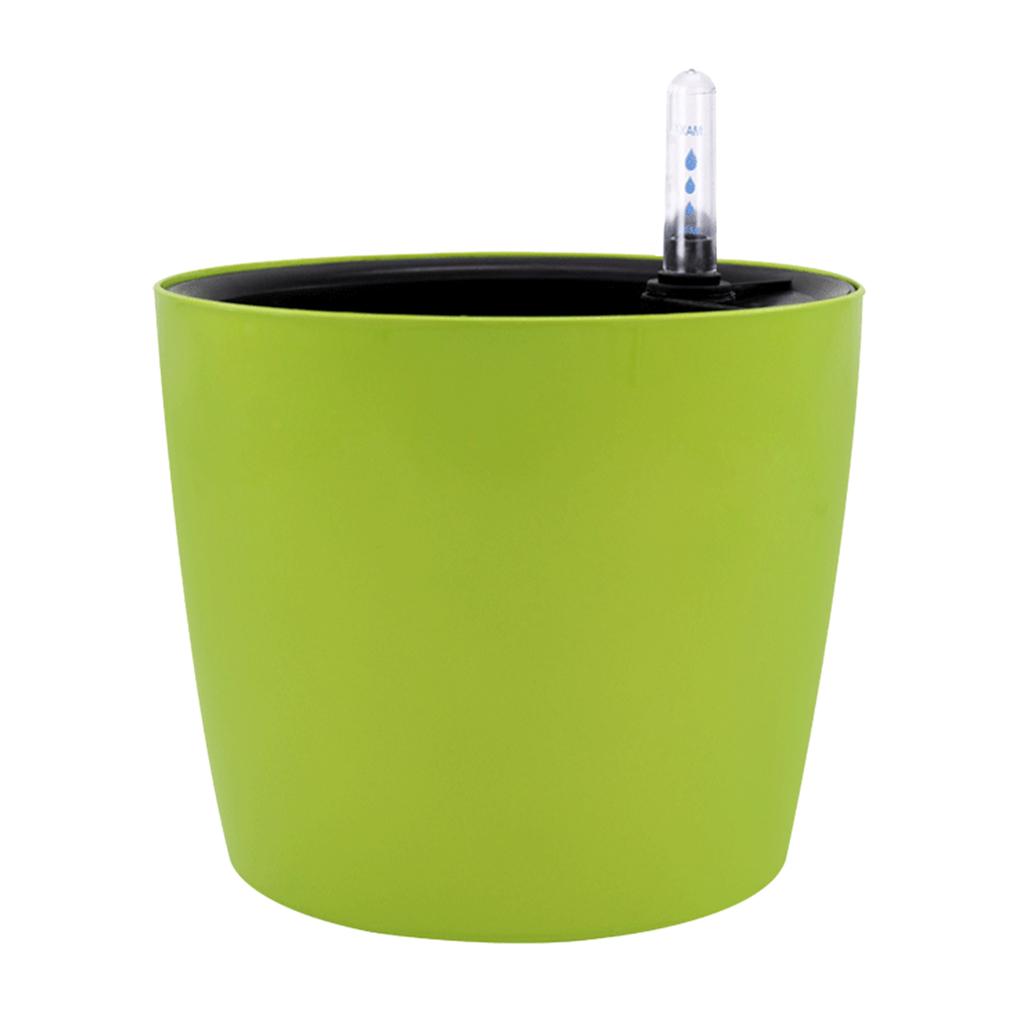 Max 7''Self Watering Planter with Water Level Gauge Decorative Flower Pot Green