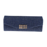 Maxbell Denim Lip Gloss Holder Lipstick Storage Case Container with Mirror for Purse Dark Blue