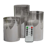 Maxbell 3 Pieces Flickering Flameless Candles for Centerpiece Home Party Gray