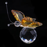 Max Crystal Flying Butterfly with Ball Base Figurine Cut Glass Ornament Yellow