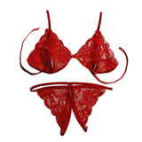 Max Maxb Women 2 Pieces Sexy Lingerie Set Bra and Panty Set Babydoll Open Thong Red