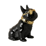 Maxbell Realistic Sitting Dog Statue Creative Birthday Gift Ceramic for Hotel Shop Black