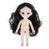 Maxbell Lovely 16cm Ball Jointed Girl Doll Nude Body DIY Parts Black Curly Hair