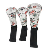 Maxbell 3 Sets Skull Golf Club Headcover 460cc Driver Wood Head Cover No. 1 3 5 Red