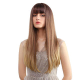 Maxbell 24'' Women Long Straight Synthetic Heat Resistant Wigs for Cosplay Party Brown