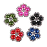 Maxbell 5 Pieces Colorful Flower Shape Pearl Crystal Shank Buttons for Sewing 25mm