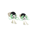 Maxbell 2x Chinese Style Hair Clips Panda Barrette Hanfu Qipao Tassel Snap Hairpins Green