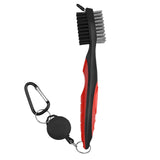 Maxbell Golf Club Brush with Carabiner Groove Cleaner for Golf Accessories Red