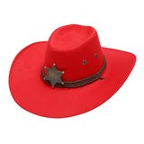 Maxbell Cowboy Hat Wide Brim Stylish Sun Hat for Stage Performance Fishing Festivals Red