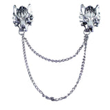 Maxbell Men Collar Tassel Pin with Chain Party Cravat Clasps Badges Lapel Gifts