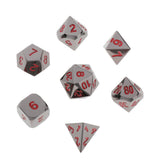 Max 7 Pieces Polyhedral Metal Dice for D&D Pathfinder RPG Game Black Nickel Red