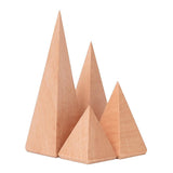 Maxbell 4 Pieces/Set Natural Wooden Ring Display Stand Organizer Holder Rack 3.6/5.5/7.5/9.7cm Assorted Size Pyramid Geometric