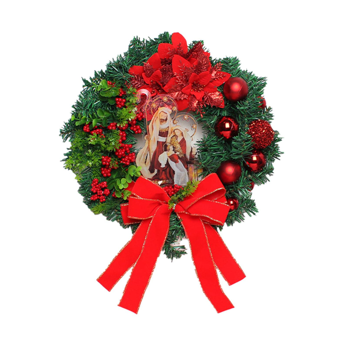 Maxbell Maxbell Winter Christmas Wreath Holiday Wreath for Fireplace Ornament Decoration Red 40cm