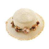 Maxbell Women Summer Straw Caps Foldable Party hat Protection for Beach Outdoor Beige