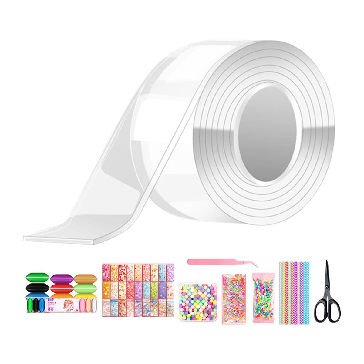 Maxbell Blow Bubbles Double Sided Tape Traceless Sticky Tape Sensory Toy DIY Crafts Tape with Full Tools