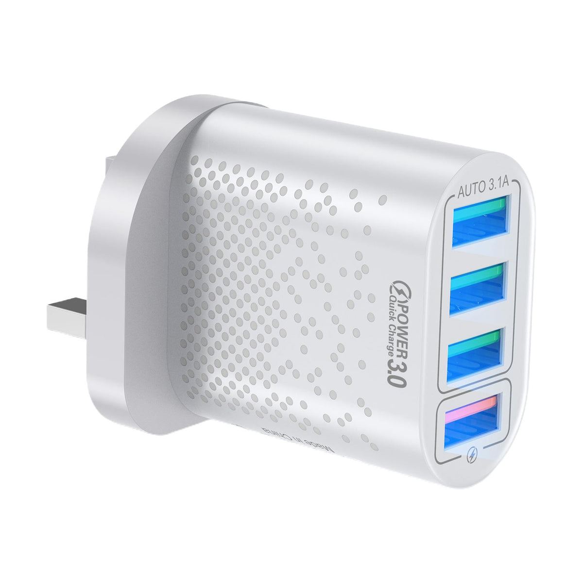 Maxbell Multi Port USB Charger 4 Port Wall Adapter Hub Power Supply UK Plug White