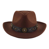 Maxbell Cowboy Hat Wide Brim Casual Cowgirl Hat for Men Autumn Costume Accessories Coffee