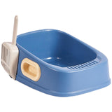 Maxbell Cat Litter Box Nonstick Bottom High Rim Cat Litter Container with Handle Blue