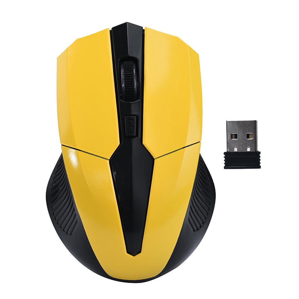 Max 2.4 G High Precision Wireless Optical Mouse Receiver Win/Mac/Android Yellow