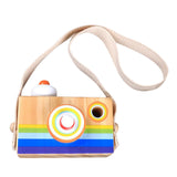 Maxbell Kids Wooden Camera Toy Portable Kaleidoscope Camera Pretend Play Toy B