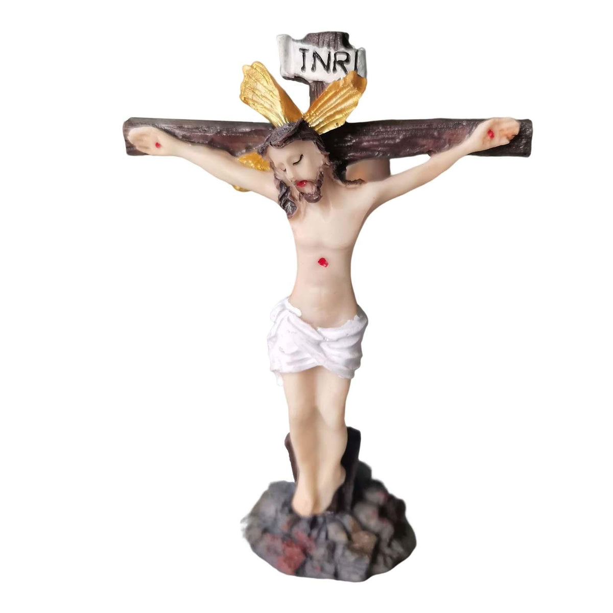 Maxbell Jesus Statue Cross Figurine Resin Craft for Chapel Decor Housewarming Gifts