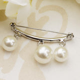 Maxbell Imitation Pearl Charms Dangle Arc-shaped Safety Collor Sweater Pin Silver