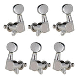 Max String Tuning Pegs Enclosed Round Button for Acoustic Guitar 3R3L Silver