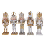 Maxbell 5 Pieces 12cm Wooden Nutcracker Solider Figures Model Puppet Doll Home Decor