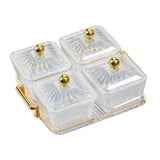 Maxbell Luxury Snacks Fruit Plate with Double Handle for Holiday Seasoning Snacks Clear 4 Bowls