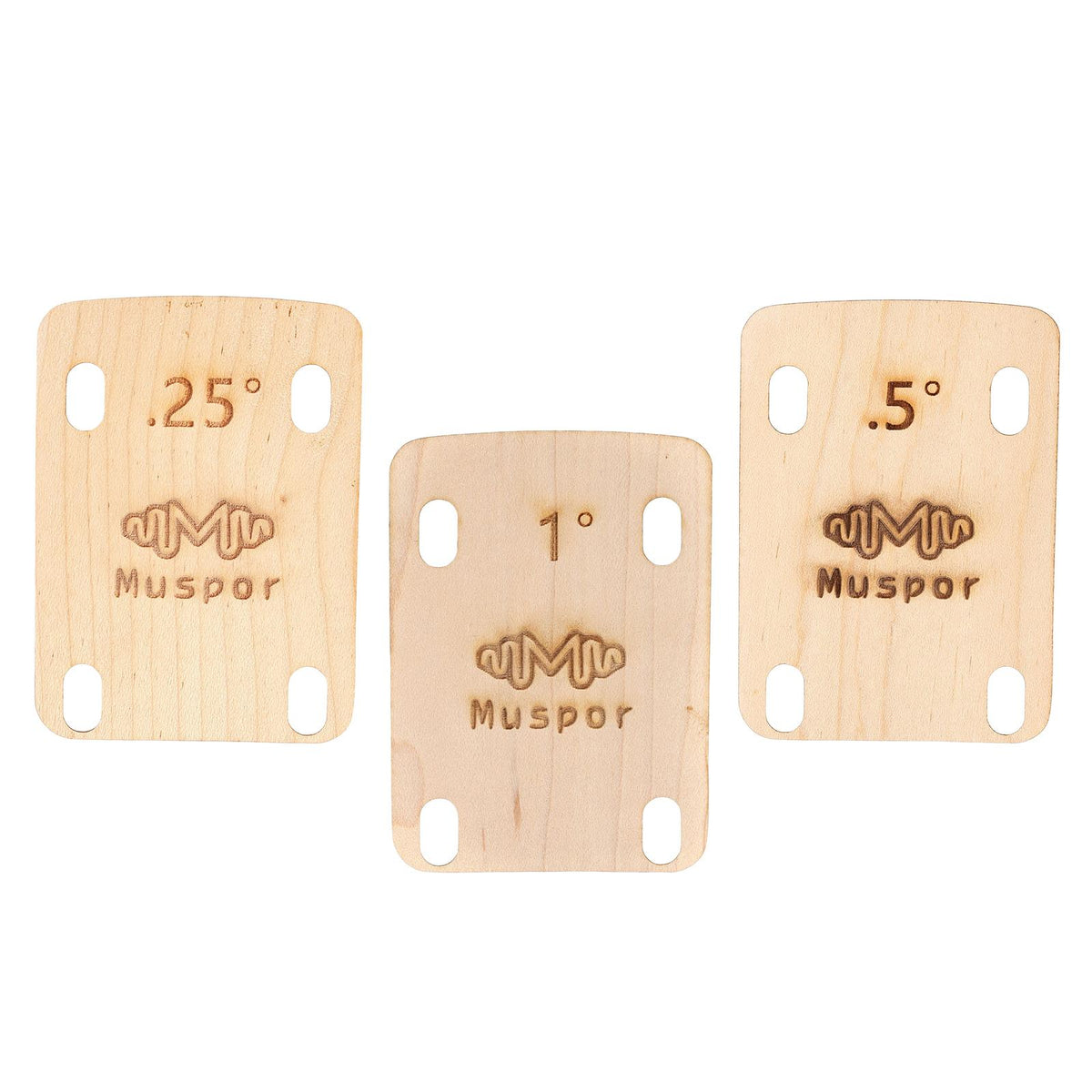 Maxbell 3 Pieces 4 Holes Neck Plate Gaskets 0.25 0.5, 1 Degrees for Electric Guitar