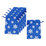 Maxbell 6Pcs Christmas Burlap Gift Pouches with Drawstring 14x10cm Washable Blue
